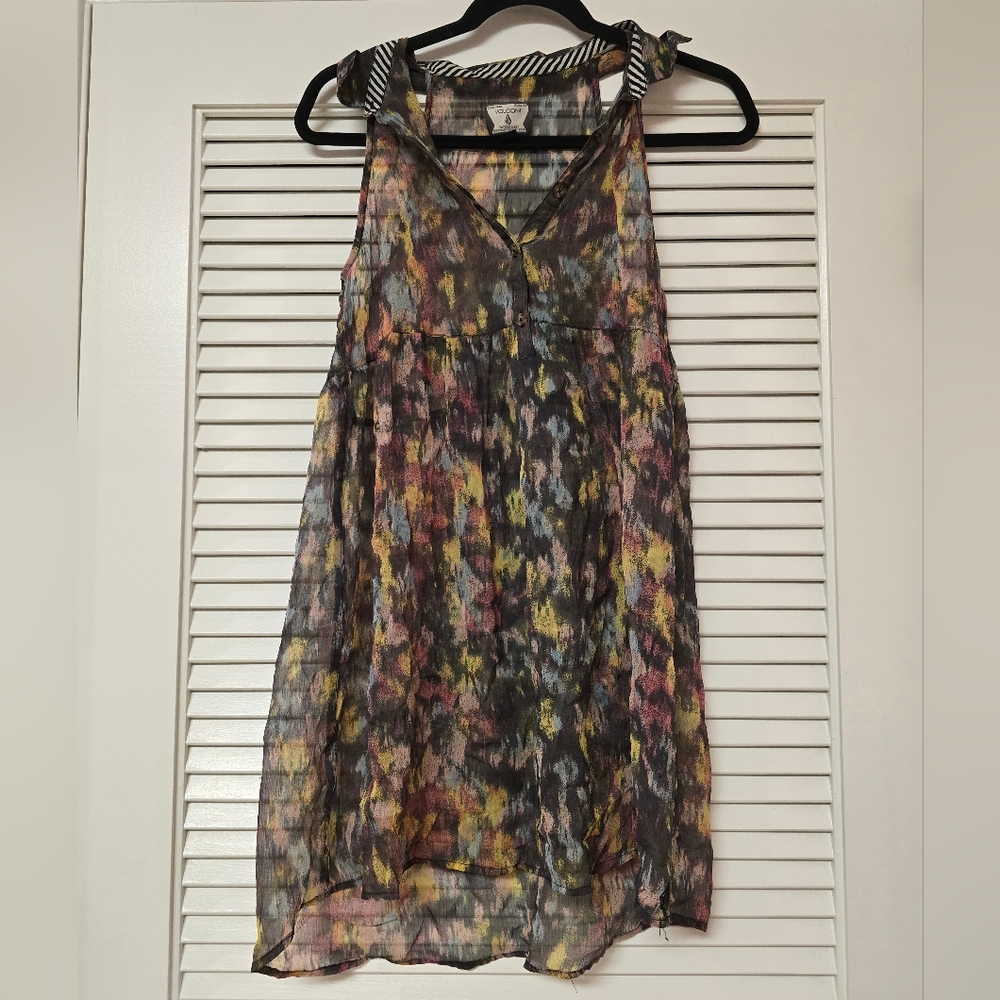 Volcom - Sheer Lightweight Colourful Watercolour Sleeveless Cover-Up Dress